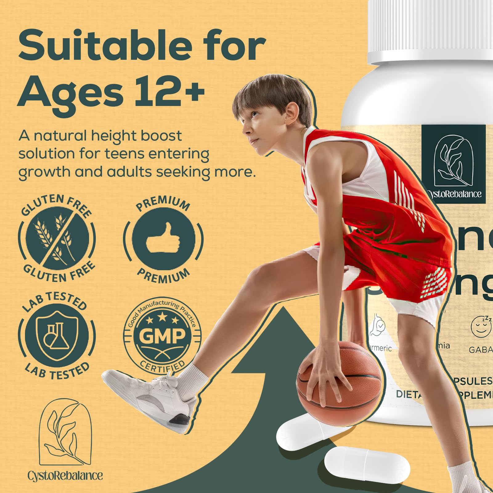 CystoRebalance 25-in 1 Bone Strength Supplement - for Natural Growth, Digestion and Stress - High Absorption - Calcium, Magnesium, Zinc, Ashwaganda and Multivitamins for Age 12+ | 60 Caps CystoRebalance buy supplements Au