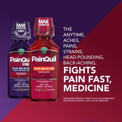 Vicks PainQuil & PainQuil PM Pain Relief Liquid, 1000mg Acetaminophen, 2x12 oz VicksBuy Supplements Australia