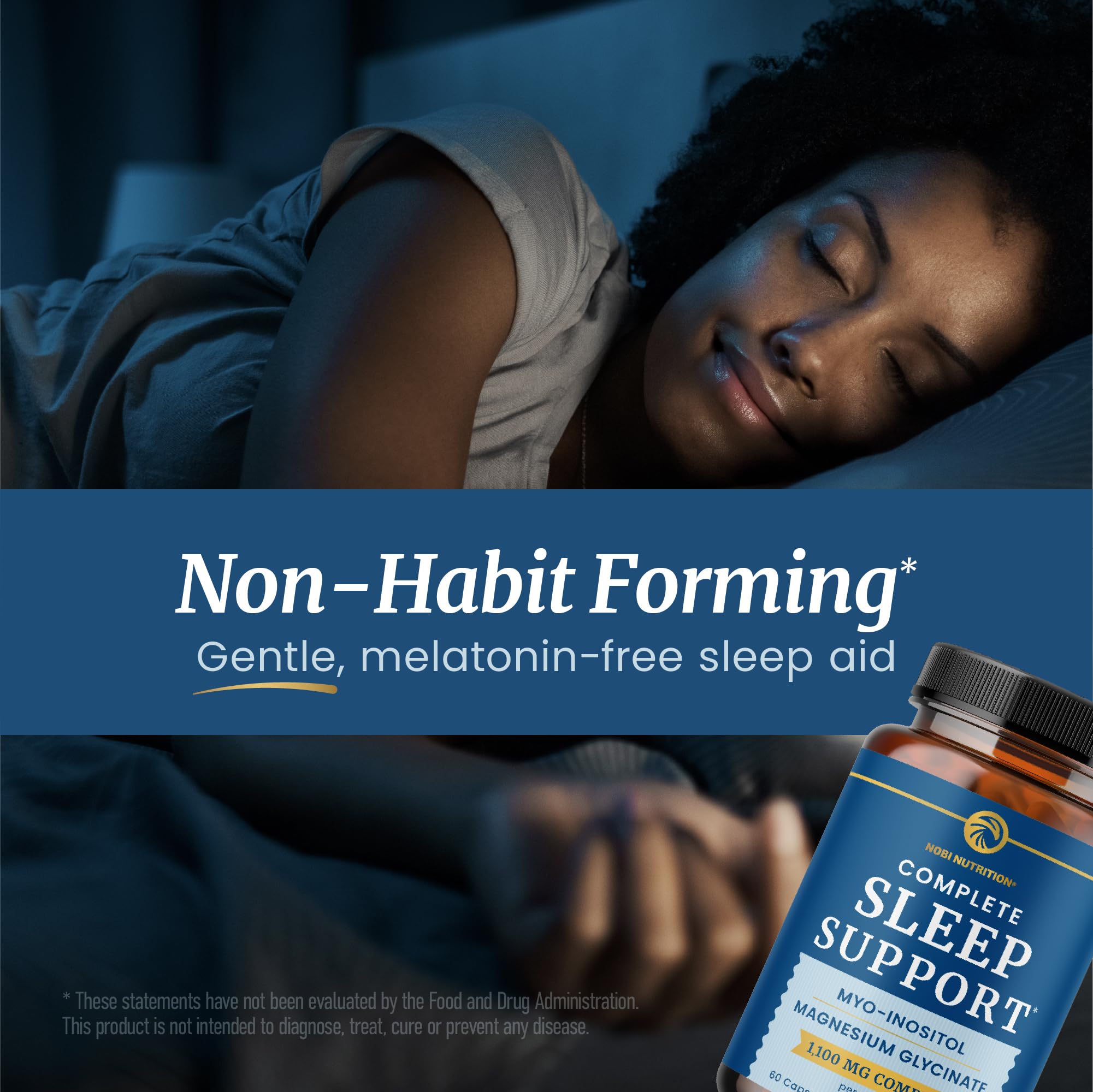 Complete Sleep Support | Myo Inositol + Magnesium Glycinate | Restful Sleep & Relaxation Support | 1100MG Complex | Melatonin-Free, Non-GMO | Inositol Supplement with Magnesium-Glycinate | 60 Ct Nobi NutritionBuy Supplements Australia