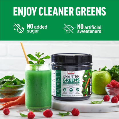 Force Factor Smarter Greens Superfoods Powder, 2-Pack, Supports Digestion and Bloating, Immunity, and Energy, Greens Powder with Probiotics, Digestive Enzymes, Antioxidants, and Fiber, 60 Servings Force FactorBuy Supplements Australia