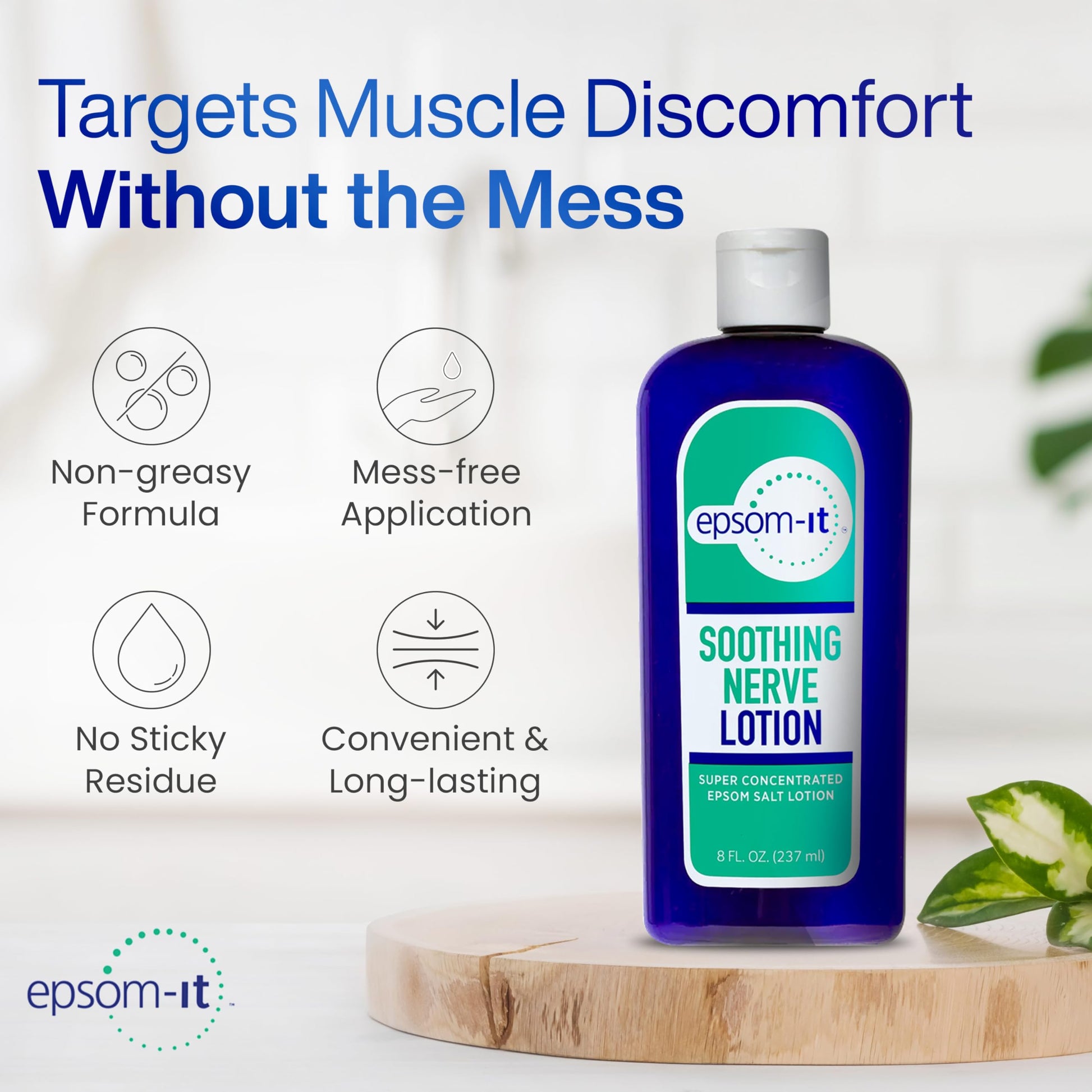 Epsom-It Soothing Nerve Lotion - Epsom Salt Magnesium Lotion, Topical Magnesium Cream with Capsaicin & Arnica to Provide Comfort for Legs, Knee and Feet, 8.0 oz., 2-Pack EPSOM-ITBuy Supplements Australia
