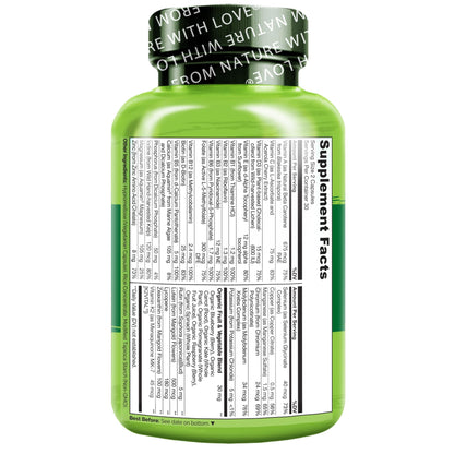 NATURELO Teen Multivitamin - Whole Food Multivitamin for Teenage Boys - Minerals Supplement for Active Kids