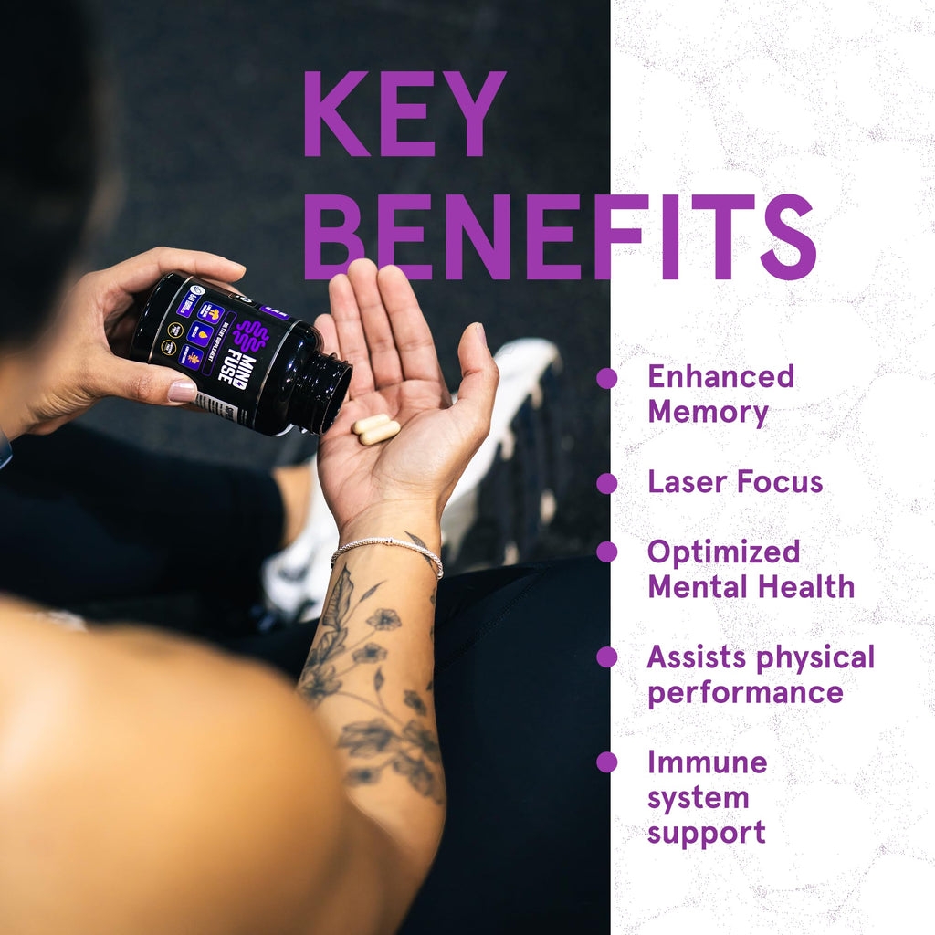 Nootropic Memory Booster Supplement for Adults - Lion’s Mane Capsules with Omega-3, Ashwagandha & L-Theanine for Focus & Memory - Gluten-Free 60 Capsules Mind FuseBuy Supplements Australia