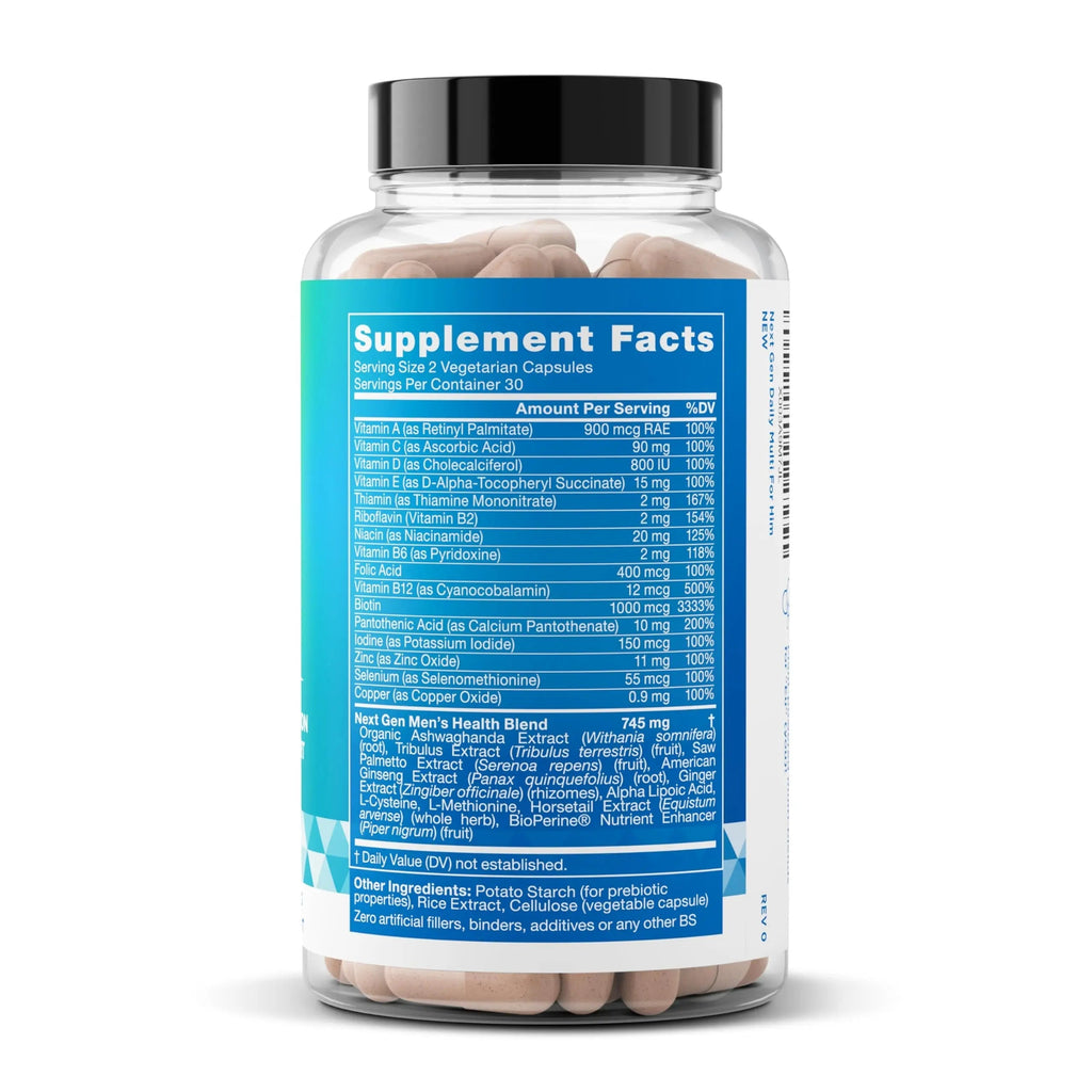 Next Gen Multi for Him Advanced Men’s Multivitamin Supplement – 26-in-1 Multiblend for Beard & Hair Growth, Men’s Reproductive Health Eu Natural