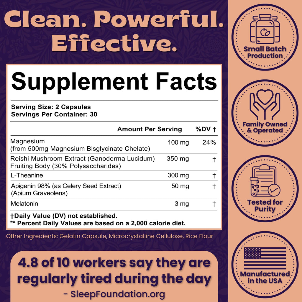 Local Nutrition Natural Sleep Aid with Magnesium Glycinate, Reishi Mushroom Extract, L-Theanine, Apigenin, and Melatonin - Sleep Supplement for Adults Seeking Deep Rest - 60 Capsules, Made in The USA Local NutritionBuy Supplements Australia