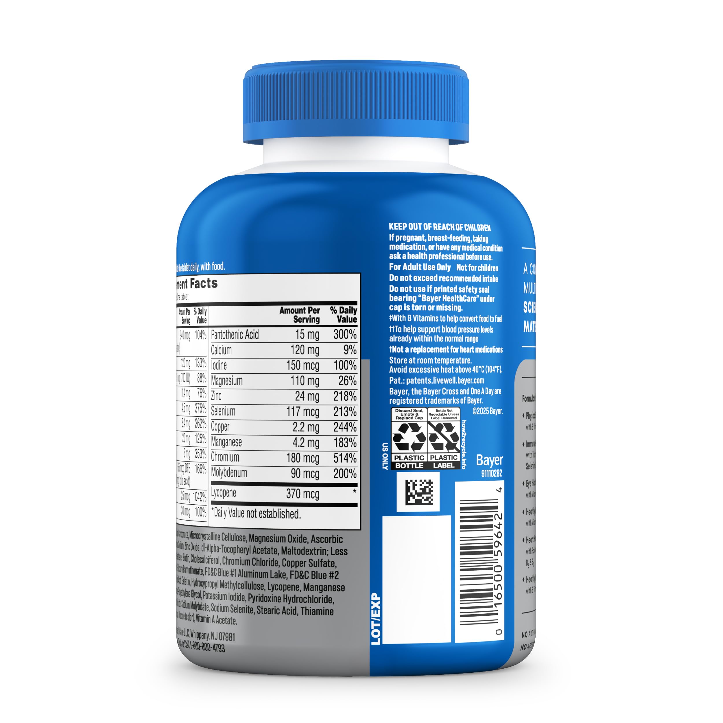 One A Day Men’s 50+ Healthy Advantage Multivitamin, Multivitamin for Men with Vitamins A, C, E, B6, B12, Calcium and Vitamin D, Tablet, 200 Count (Pack of 1)