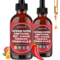 Two bottles of Superfood MD liquid wellness drops with ingredients listed on a white background.