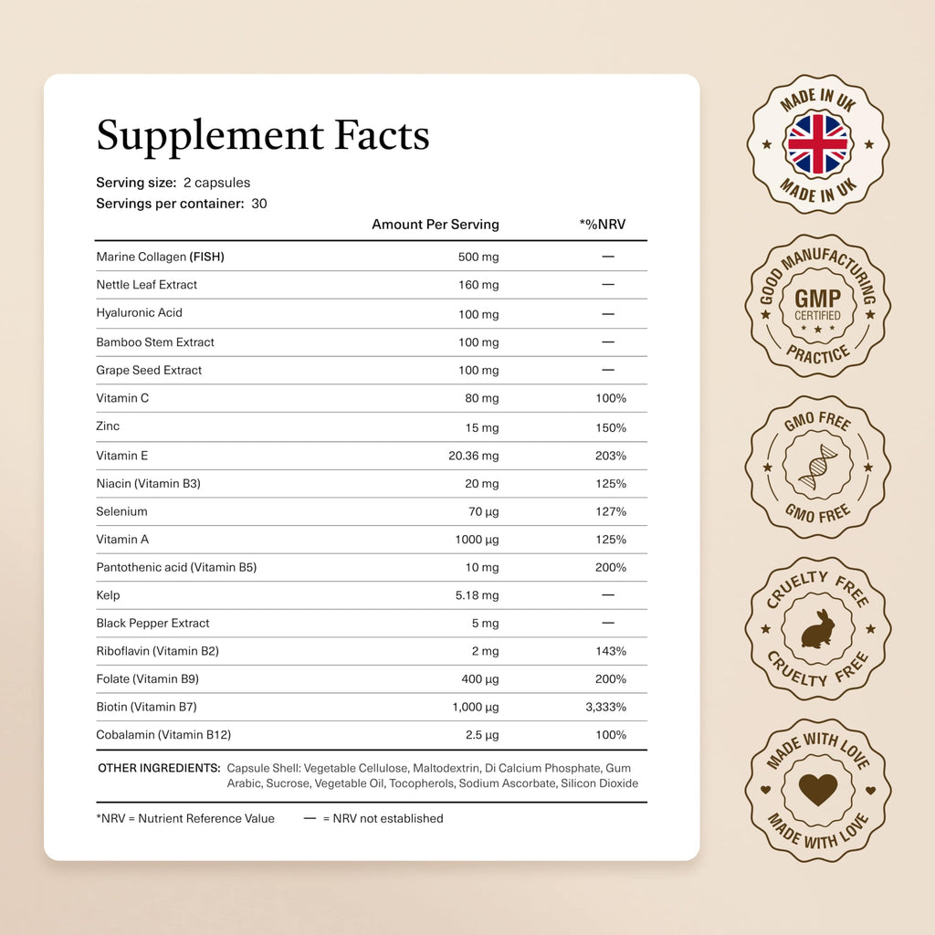 18-in-1 Hair Growth Supplement | Collagen, Hyaluronic Acid, Nettle, Silica, Biotin, Grape Seed Extract, Bamboo | Stronger, Thicker, Longer Hair – Supports Hair Volume, Shine, Scalp & Nail Health kaileaBuy Supplements Australia