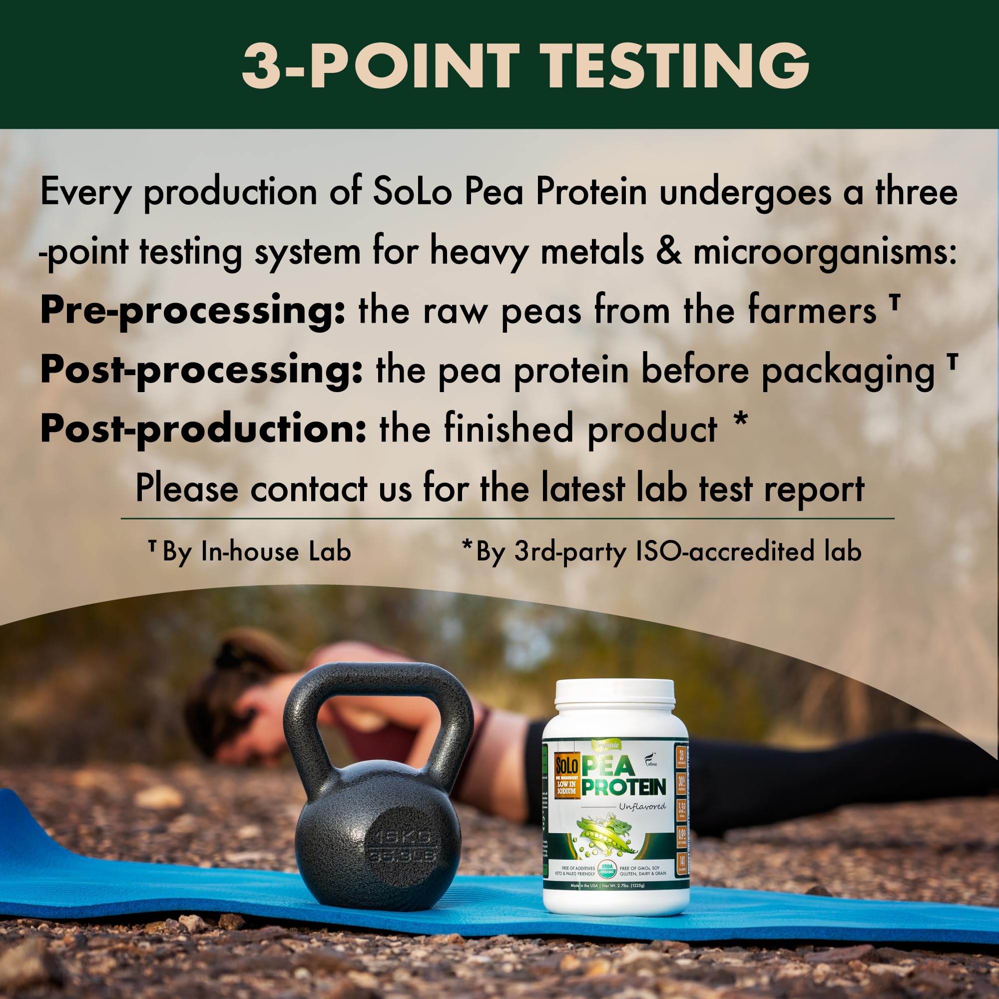 SOLO Organic Pea Protein Isolate, Low in Sodium, Canada Grown Peas, 100% Vegan, Non-GMO, Unflavored Plant Based Protein Powder with BCAA, Keto & Paleo Friendly,