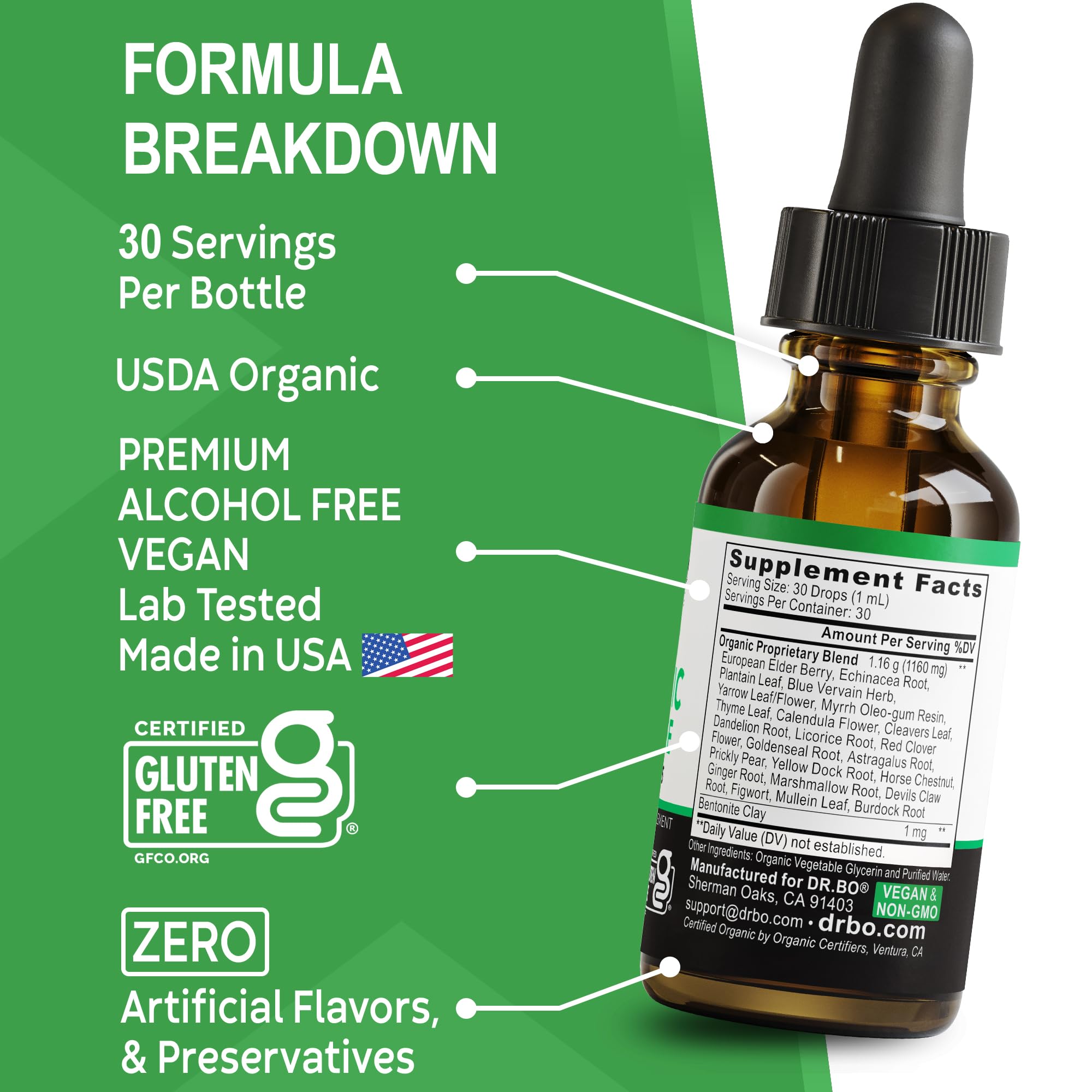 Lymphatic Drainage Supplements Drops - Organic Lymphatic Support Liquid Drops Cleanse with Echinacea, Lymph System Support Supplement, Lymph Node Detox Cleanse System Drainage - 1oz Non-GMO Organics DR. BO buy supplements Au