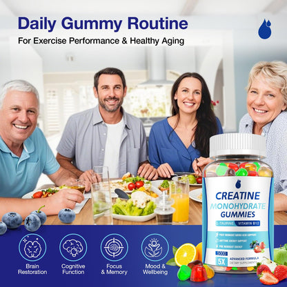 MaxHemp Creatine Gummies for Men & Women - Creatine Monohydrate Gummies 5g, Muscle Builder, Energy Boost & Pre-Workout Supplement,