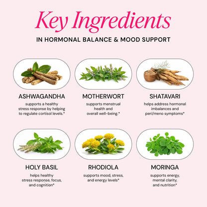 Ayurvedic Hormone Balance for Women | Cortisol Reducer | Mood, Energy, & Sleep Support | Regulates Estrogen | Stress Relief | Ashwagandha, Rhodiola, & Shatavari