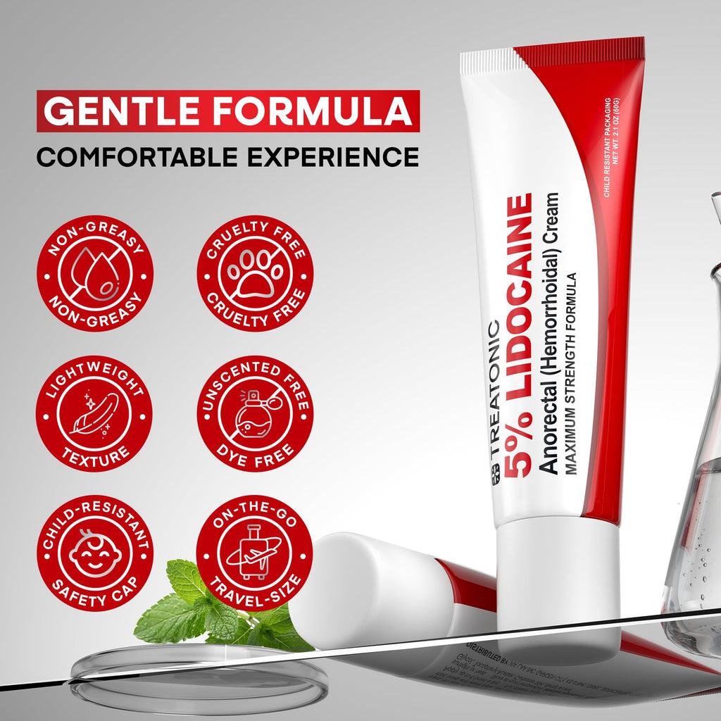 Treatonic 5% Lidocaine Numbing Cream: Lidocaine Cream for Pain Relief, Itching, Burning, Soreness, Hemorrhoid - Maximum Strength Topical Numb Cream - Fast Acting & Long Lasting Numbing Cream- 2.1 oz TreatonicBuy Supplements Australia