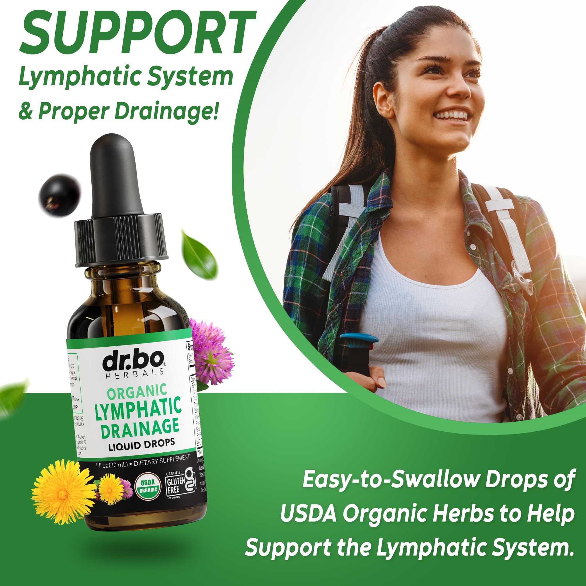 Lymphatic Drainage Supplements Drops - Organic Lymphatic Support Liquid Drops Cleanse with Echinacea, Lymph System Support Supplement, Lymph Node Detox Cleanse System Drainage - 1oz Non-GMO Organics DR. BO buy supplements Au