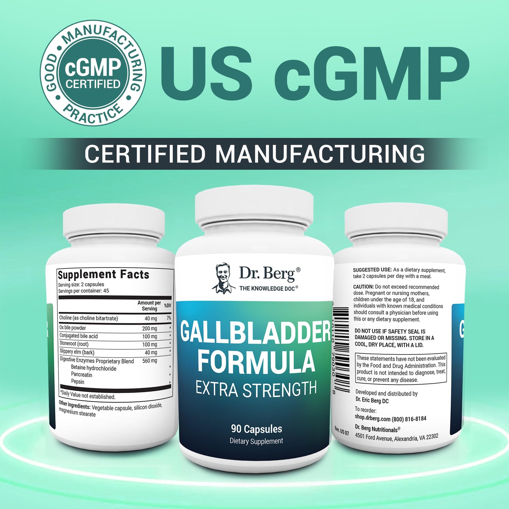 Dr. Berg Gallbladder Formula Extra Strength - with Ox Bile Powder and Conjugated Bile Acid - Digestive Enzymes Proprietary Blend - Full 45-Day Supply - 90 Vegetable Capsules Dr. Berg NutritionalsBuy Supplements Australia