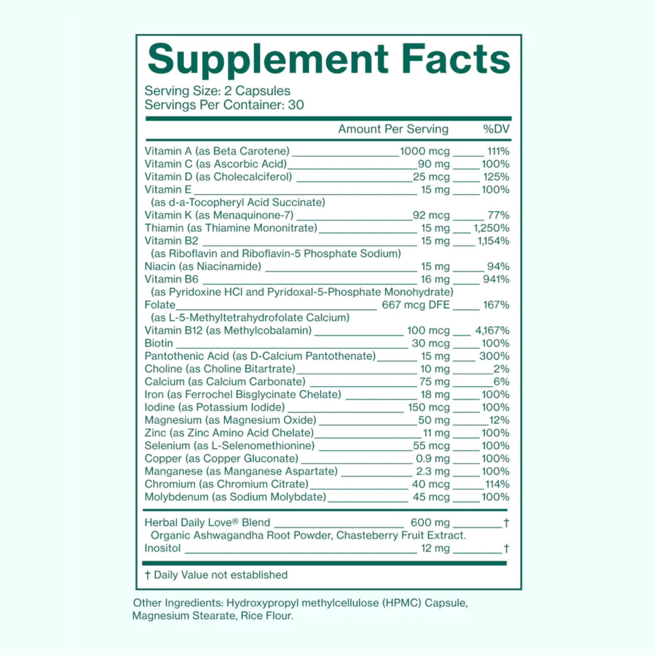 Love Wellness Daily Love Multivitamin for Women | Supports Energy, Cortisol, Immune Health, Stress Relief, & PMS | Complete with Vitamin D, C, Iron, Calcium, Zinc, & Biotin, Magnesium | 30-Day Supply Love Wellness buy supplements Au