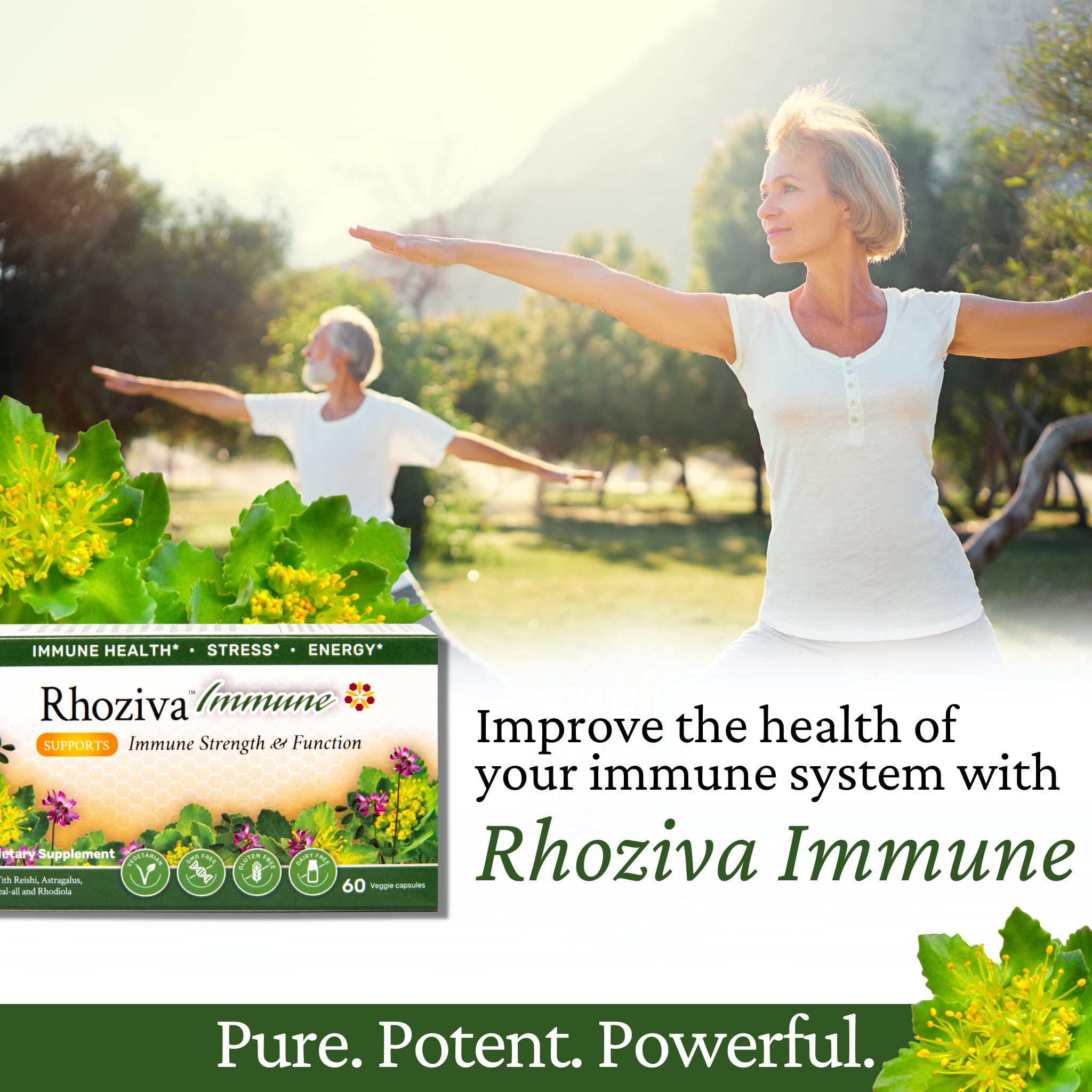 Immune Support, Energy Booster with Vitamin C, D3 and Zinc Supplement, Rhodiola Rosea, Reishi Mushroom Extract, Astragalus, Overall Wellness and Daily Habit - 60 Capsules Rhoziva buy supplements Au
