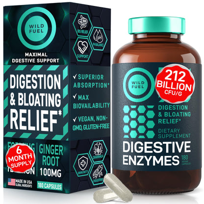 Complete Digestive Enzymes for Women & Men - 800mg Vegan Digestive Enzymes and Probiotics Prebiotics - Bloating Support, Gut Health & Digestion Supplement