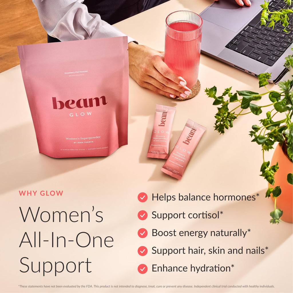 Beam Glow Hormone Balance Supplement for Women – Cortisol Supplement for Women, PMS Relief Supplement, Perimenopause & PCOS Support, Womens Vitamins, Thyroid Support with Ashwagandha & Selenium Beam buy supplements Au