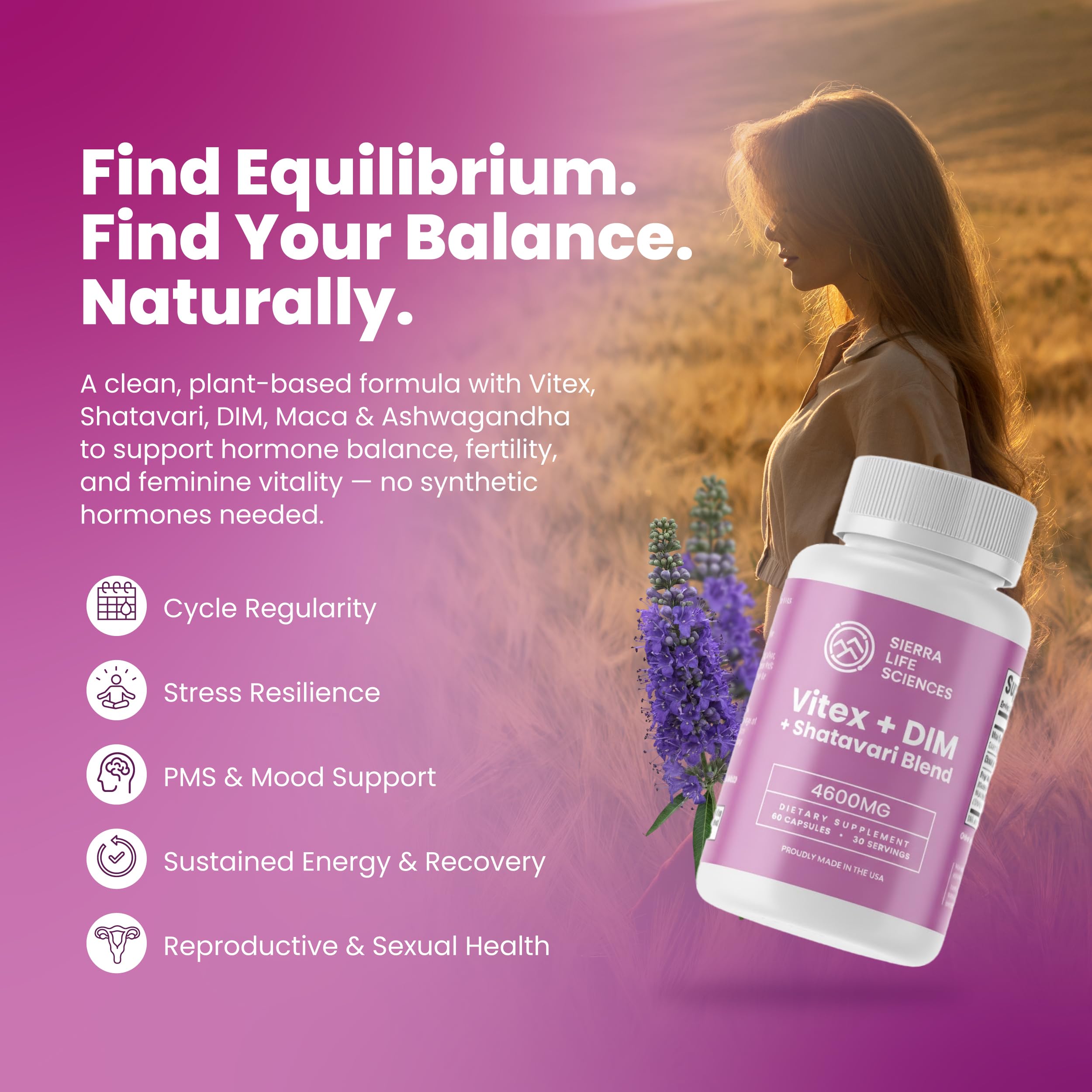 SIERRA LIFE SCIENCES Hormonal Balance Blend for Women – Vitex, DIM, Shatavari + Adaptogenic Support – Menstrual & Menopause Relief – Vegan, Clean-Label Formula – 4600mg – (Pack of 3) SIERRA LIFE SCIENCESBuy Supplements Australia