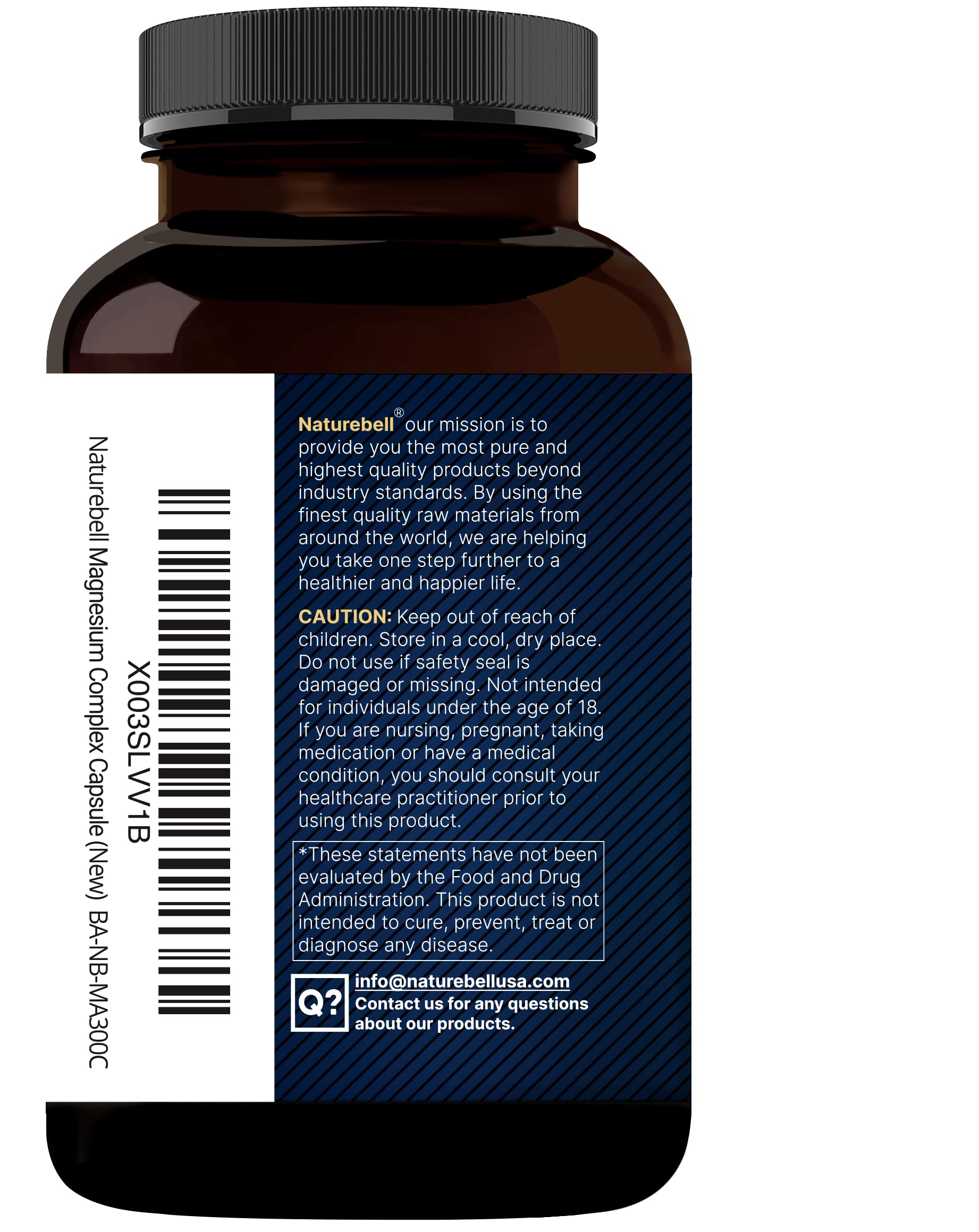 Magnesium Complex 500mg, 300 Capsules | 10-in-1 Magnesium Glycinate, Citrate, Malate & More | Chelated Form for Easy Absorption | Non-GMO NatureBell buy supplements Au