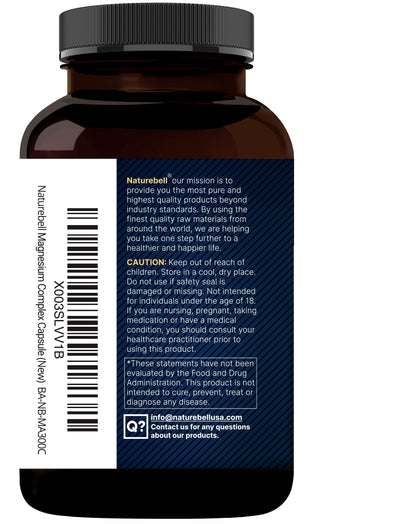 Magnesium Complex 500mg, 300 Capsules | 10-in-1 Magnesium Glycinate, Citrate, Malate & More | Chelated Form for Easy Absorption | Non-GMO NatureBell buy supplements Au