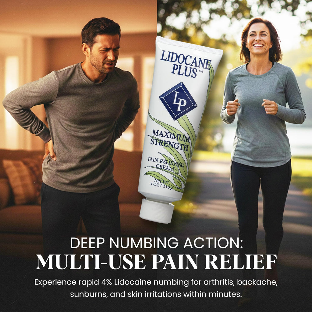 Lidocaine Plus 4% Lidocaine Cream Maximum Strength Pain & Itch Relief - Non-Greasy Formula Numbing Cream - Fast Acting Topical Pain Reliever, Soothing Topical Analgesic Aloe Vera Scent - 4 oz Lidocaine PlusBuy Supplements Australia