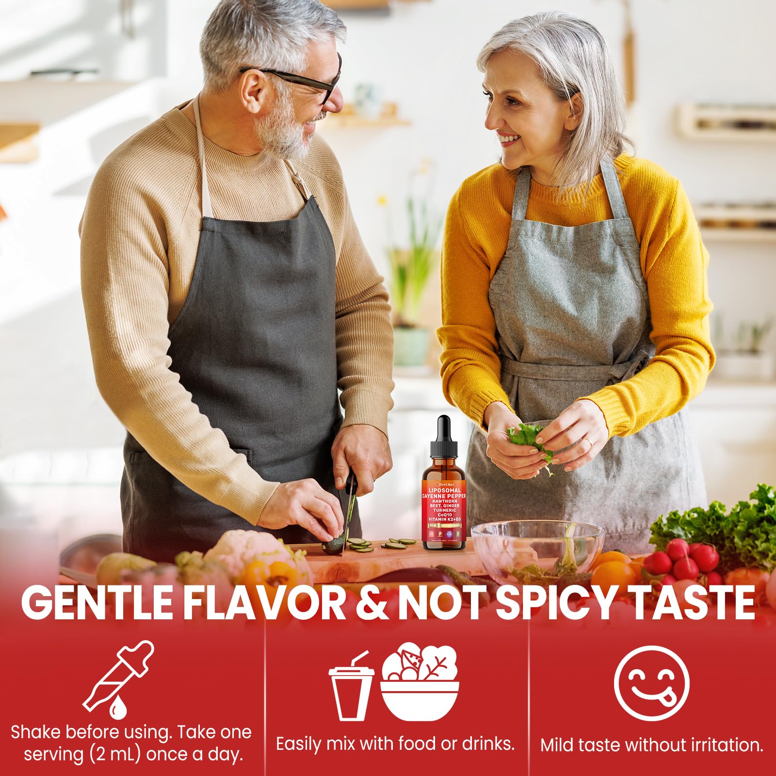Cayenne Pepper Drops Liposomal Supplement Liquid + Hawthorn Berry, Vitamin D3 K2 Beet Root Powder, Ceylon Cinnamon, CoQ10, Turmeric Curcumin, Cayenne Pepper Extract - 2oz HevChay buy supplements Au
