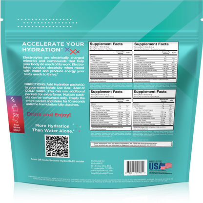 Electrolyte Powder Sugar-Free Hydration Packets Variety Pack HydroMATE 30 Sticks