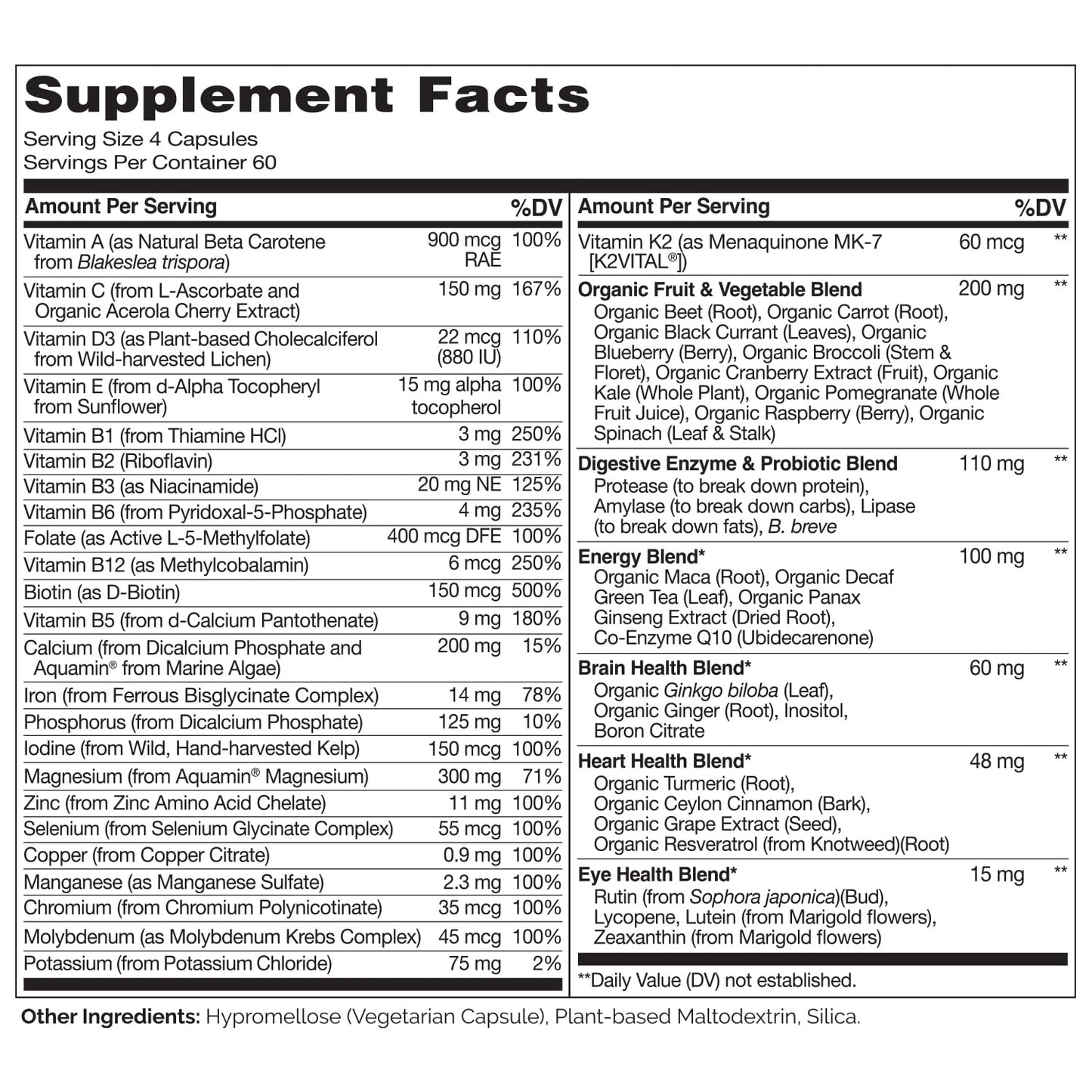 NATURELO Whole Food Multivitamin for Women - with Vitamins, Minerals, & Organic Extracts - Supplement for Energy and Heart Health