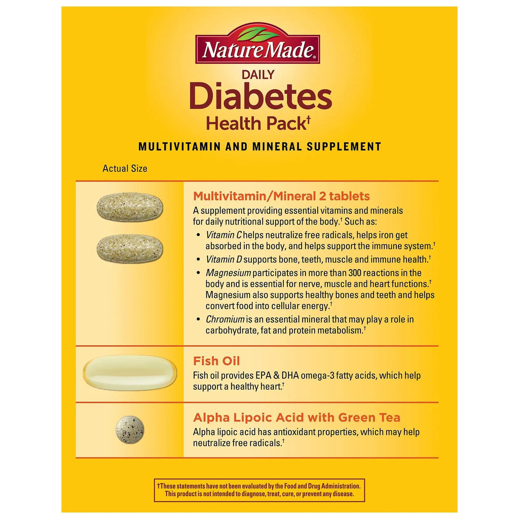 Nature Made Diabetes Health Pack, Daily Dietary Supplements for Nutritional Support, 30 Packets, 30 Day Supply Nature Made