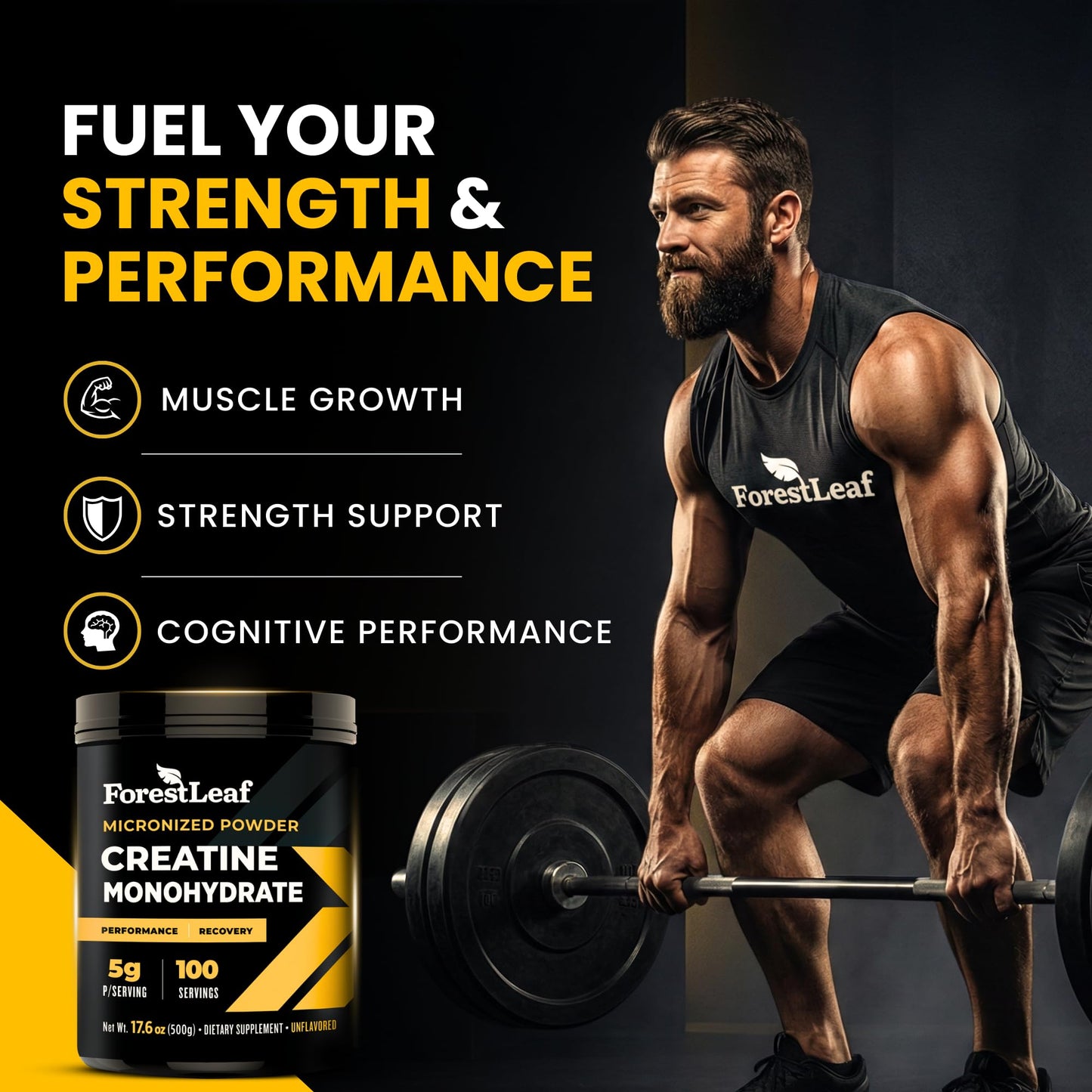 ForestLeaf Micronized Creatine Monohydrate Powder - Maximize Muscle Growth & Strength - Unflavored Creatine for Women and Men