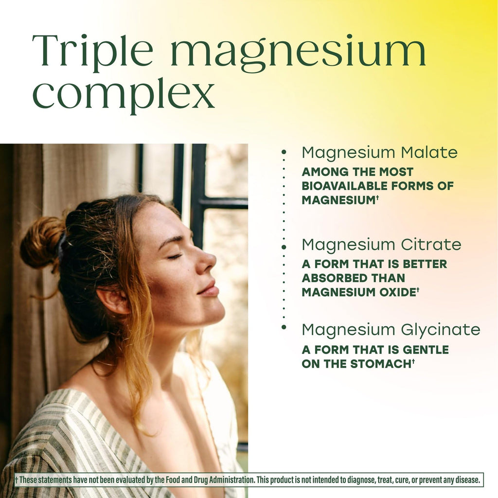 MegaFood Magnesium Glycinate, Citrate & Malate 300mg Supplement - Highly Absorbable Blend to Support Heart, Nerve Health & Relaxation,