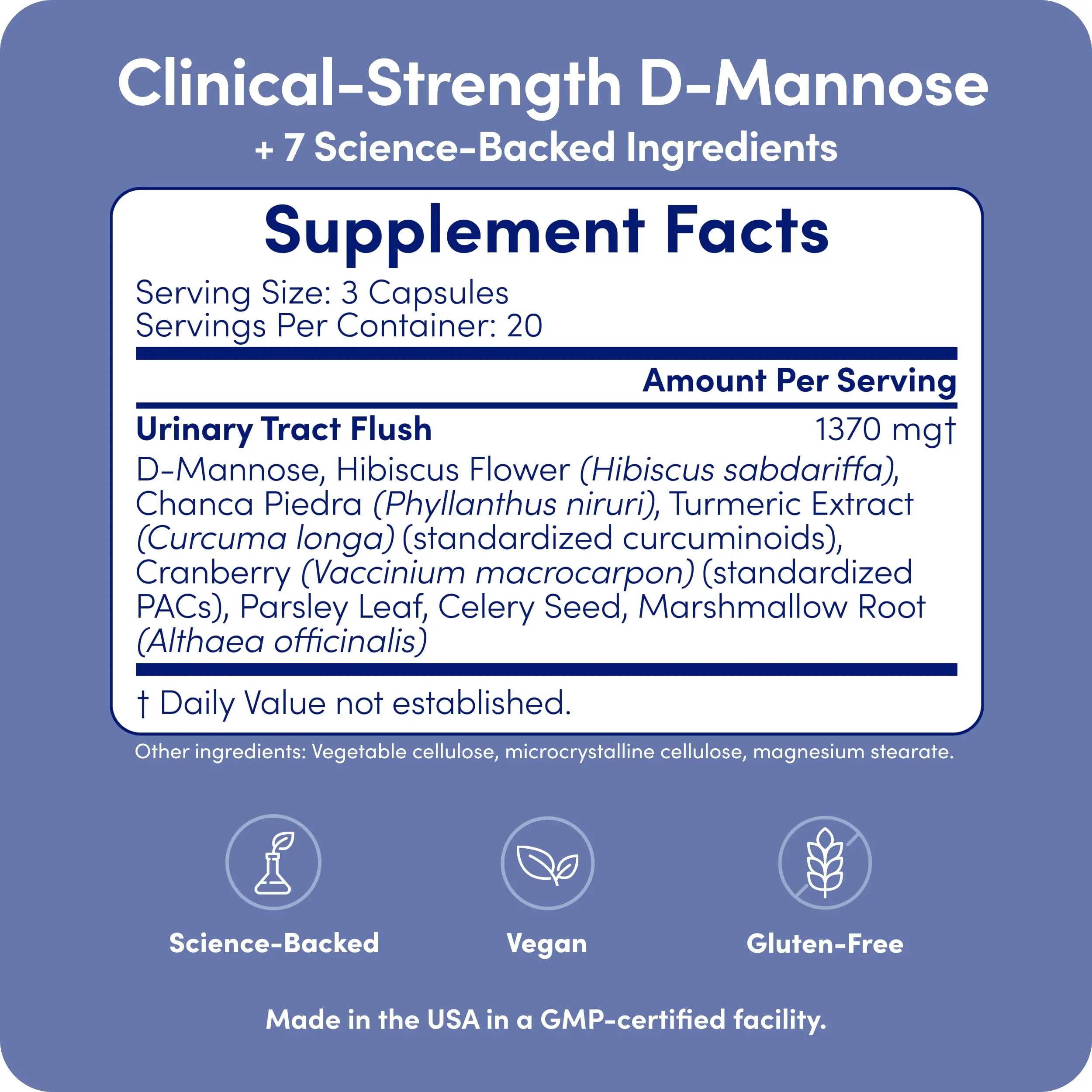 UT-Fem Solution - Fast-Acting Urinary Tract Flush for Women, Proactive UTI Support, Promotes Cleansing & Comfort, Clinical-Strength D-Mannose, Cranberry, and Natural Ingredients - 60 Vegan Capsules UT-FemBuy Supplements Australia