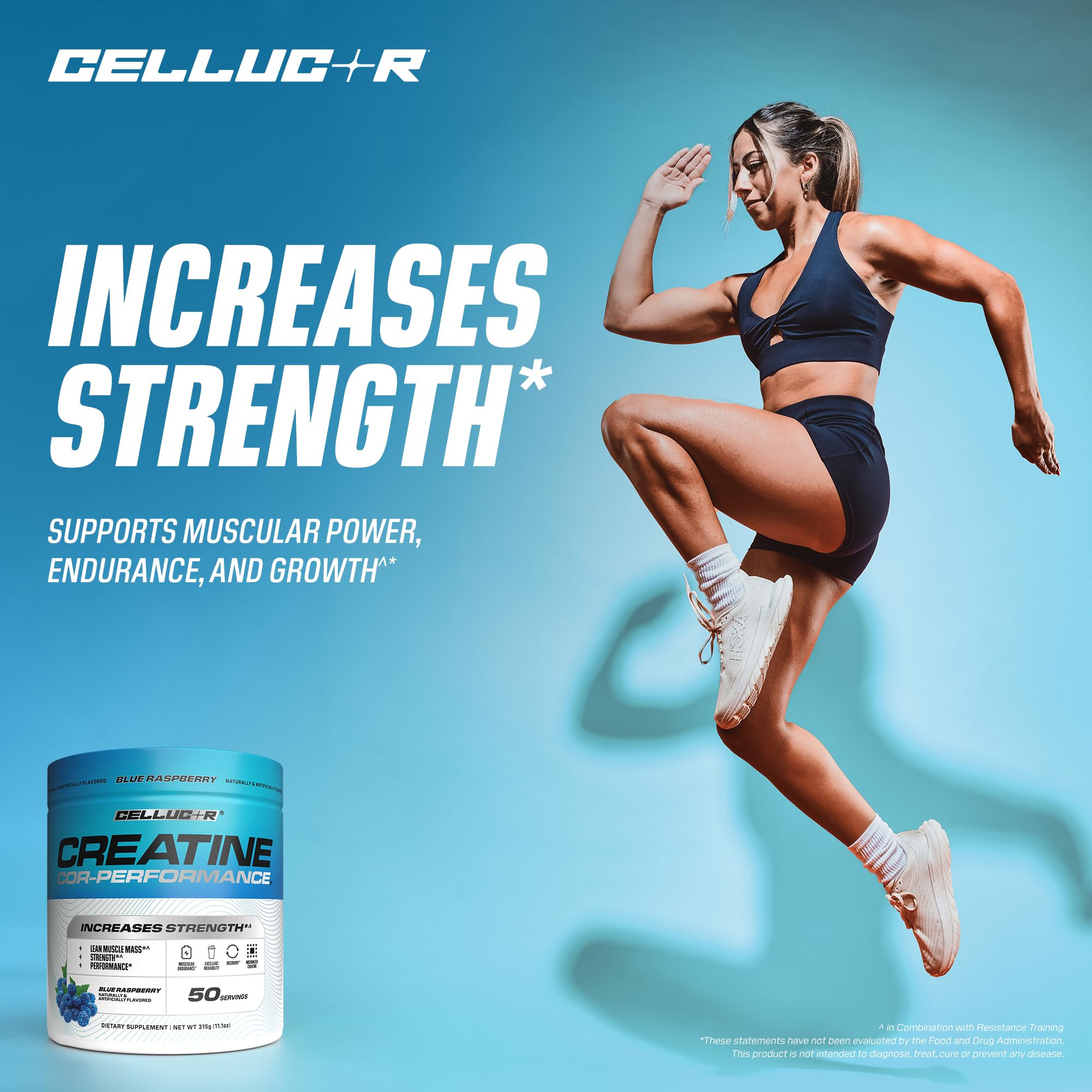 Cellucor Creatine Powder, Blue Raspberry Flavor - Increases Strength, Lean Muscle Mass & Endurance, Micronized Creatine for Fast Absorption