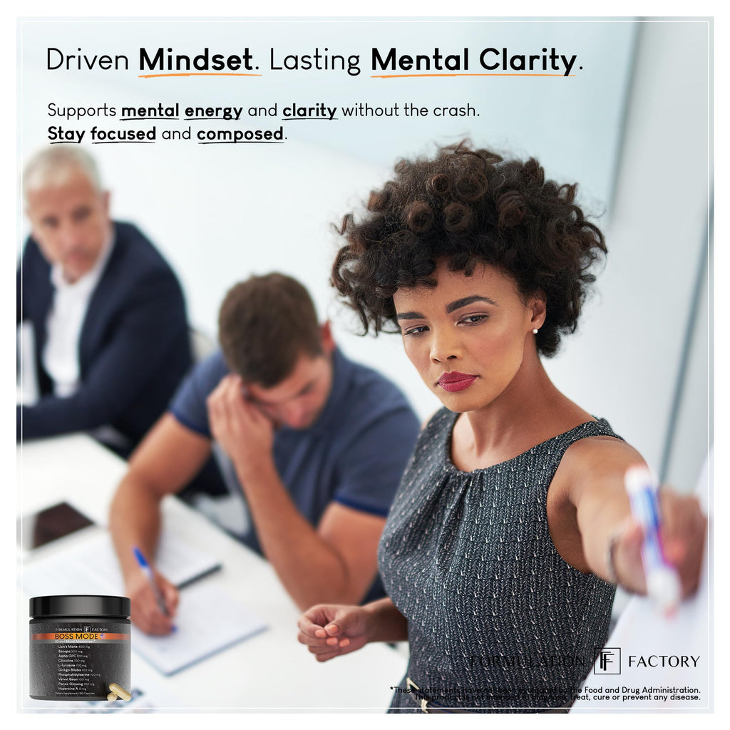 Formulation Factory BOSS Mode 10-in-1 Nootropic Complex with Lion's Mane, Alpha-GPC, Bacopa Monnieri, Ginkgo Biloba, Rhodiola,