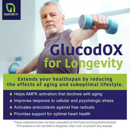 GlucodOX AMPK Activator Supplement – AMPK Enzyme, Metabolism Booster, Guggul Supplement for Body Management & Longevity – Vegan Metabolic Support - 30 Day Supply (60 Capsules) GlucodOXBuy Supplements Australia