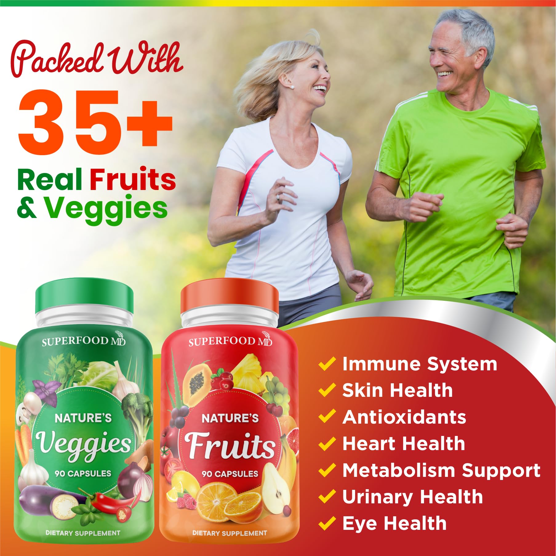 Superfood MD Fruits & Veggies Supplement - Whole Food Natural Superfoods - with Beta Carotene - Soy Free- 90 Count (Pack of 2) Superfood MDBuy Supplements Australia