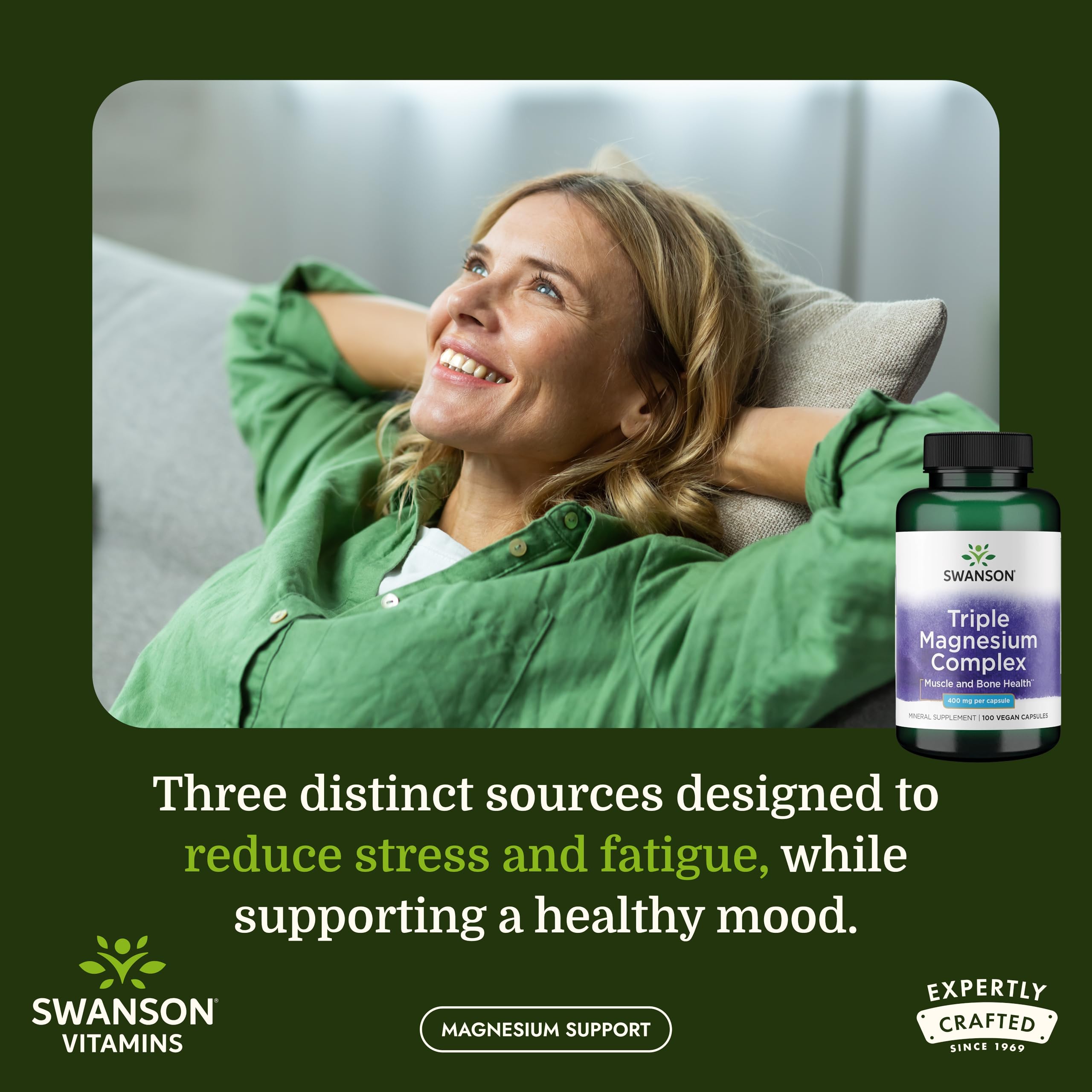 Swanson Triple Magnesium Complex - 100 Capsules, 400mg Each Swanson buy supplements Au