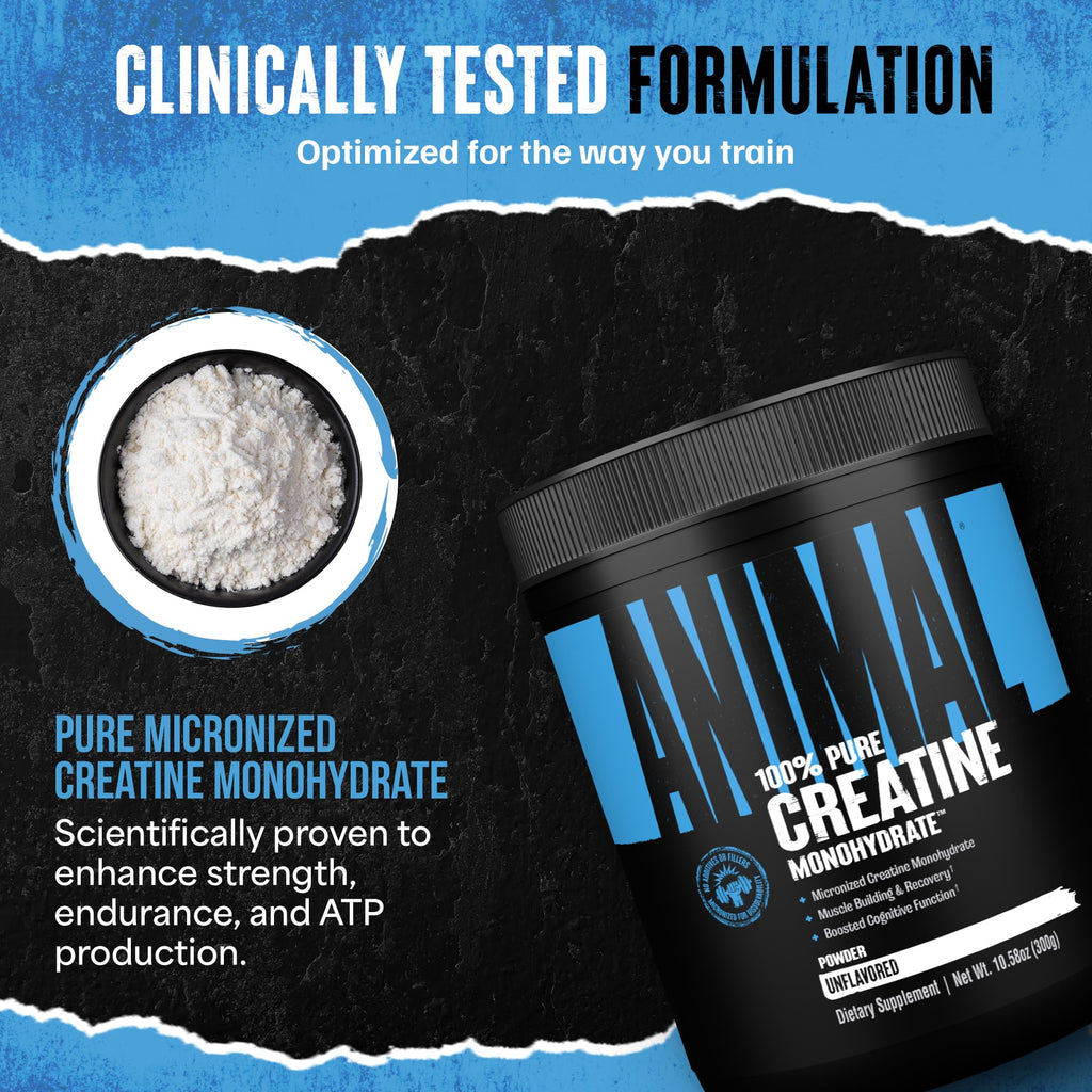 Animal Creatine Monohydrate Powder — Micronized for Muscle Recovery, Cellular Energy, and Daily Wellness — for Men and Women