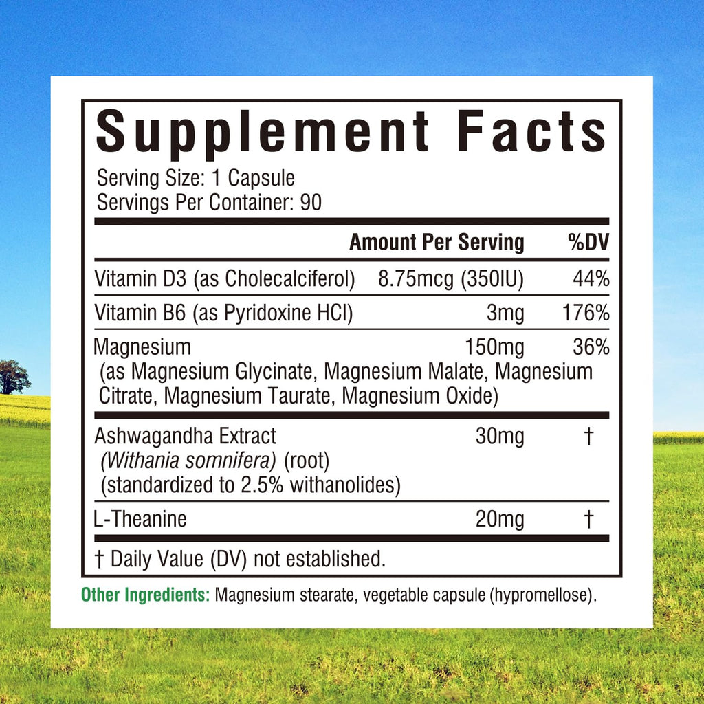 Innate Vitality Magnesium Complex, Magnesium Glycinate Citrate Malate Taurate with Ashwagandha L-Theanine Vitamin D3 & B6, High Absorption, Full Spectrum, Bones Stress Sleep Support, 90 caps Innate Vitality buy supplements Au