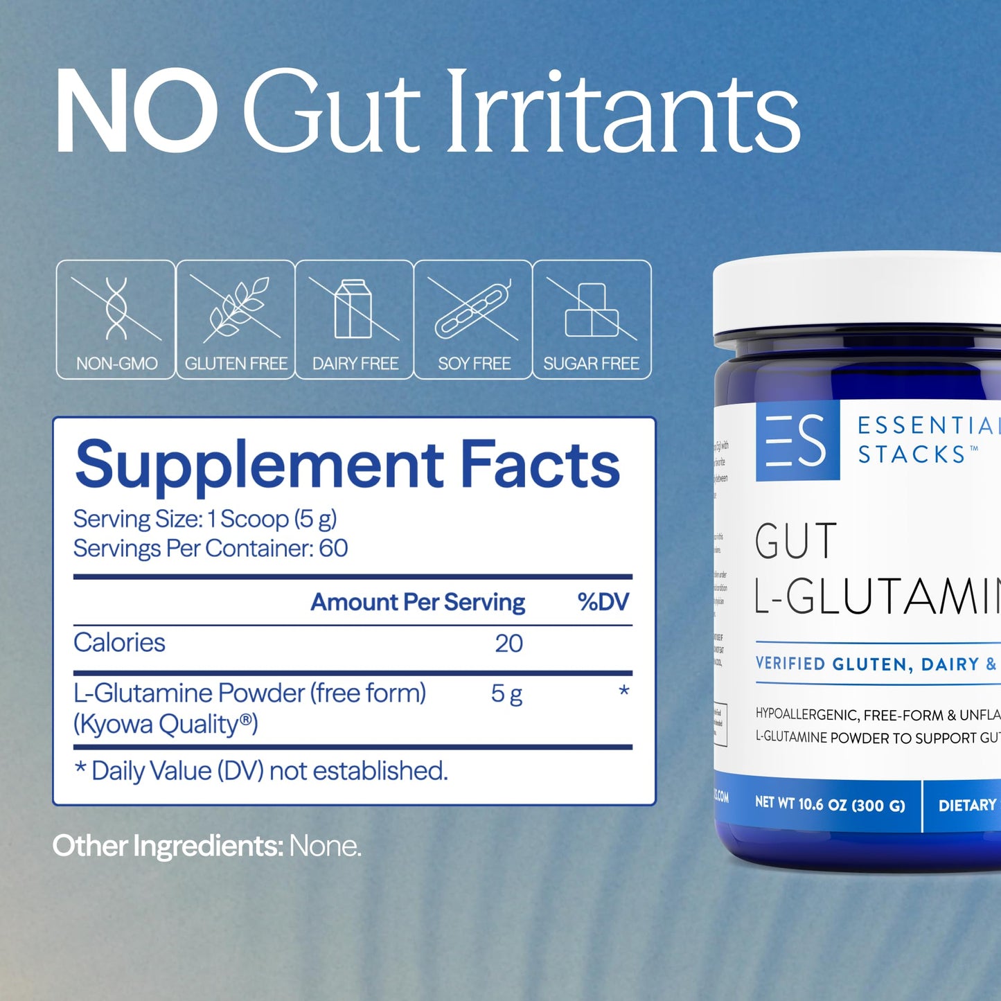 Essential Stacks Gut L-Glutamine Powder - Exclusively Made in USA - Pure L Glutamine Powder for Gut Health (60 Servings, Unflavored) Essential StacksBuy Supplements Australia