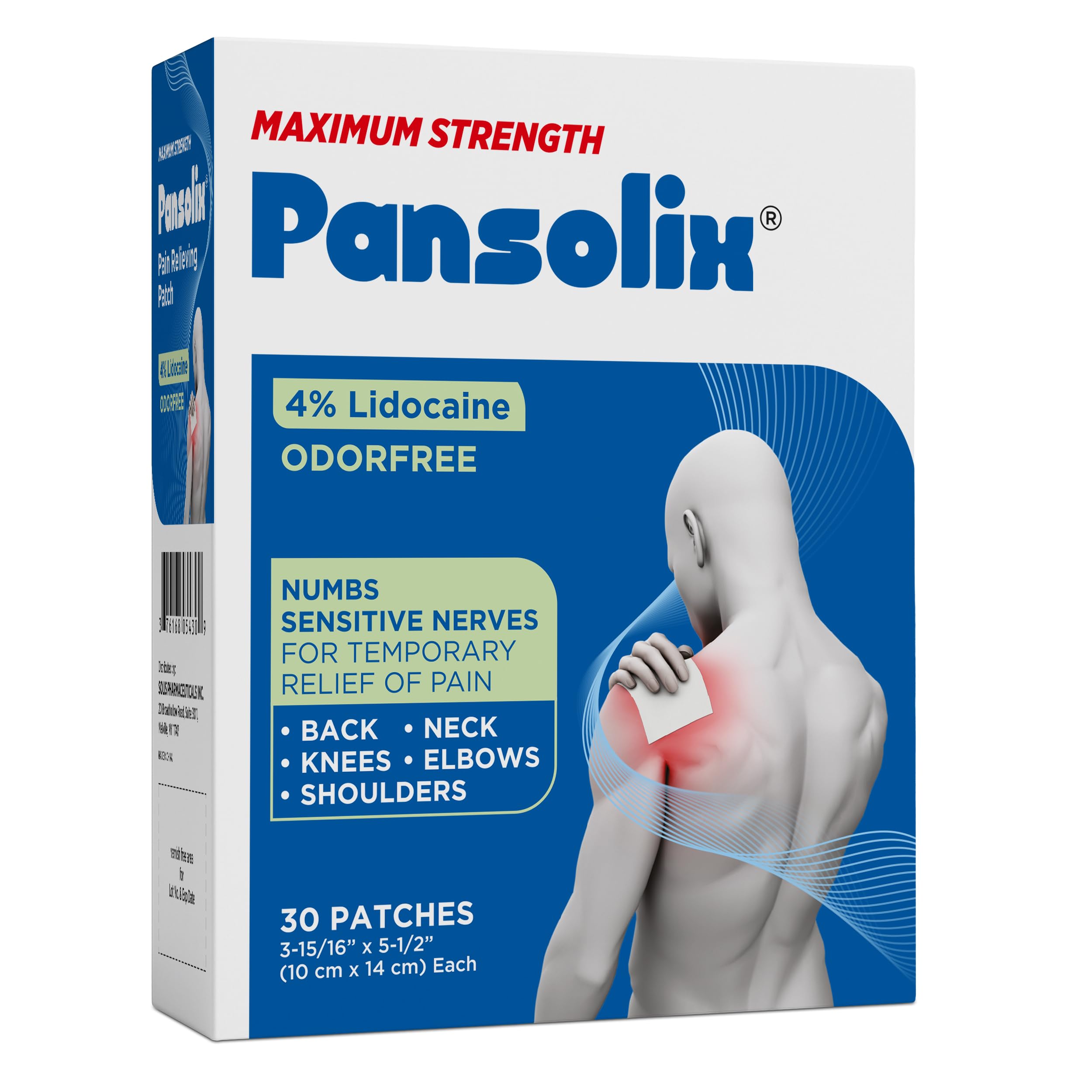 Pansolix Lidocaine Pain Relief Patches 4% | Topical Analgesic Patch | 10 x 14 cm | Skin Tone | Pack of 30 PansolixBuy Supplements Australia