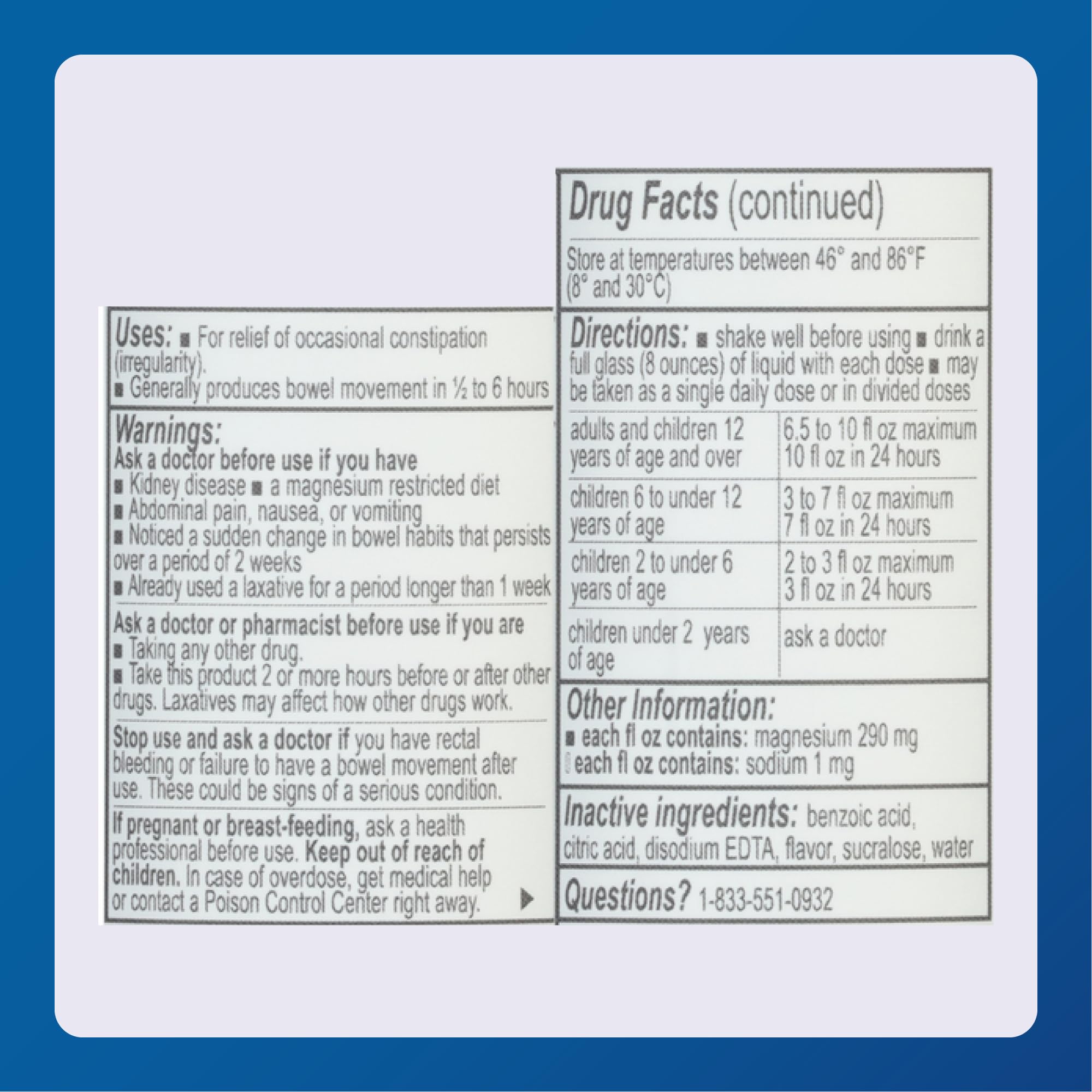 Major Magnesium Citrate Saline Laxative - Helps Relieve Occasional Constipation (Irregularity) - Lemon Flavor - 10 Fl. Oz. (1 Pack)