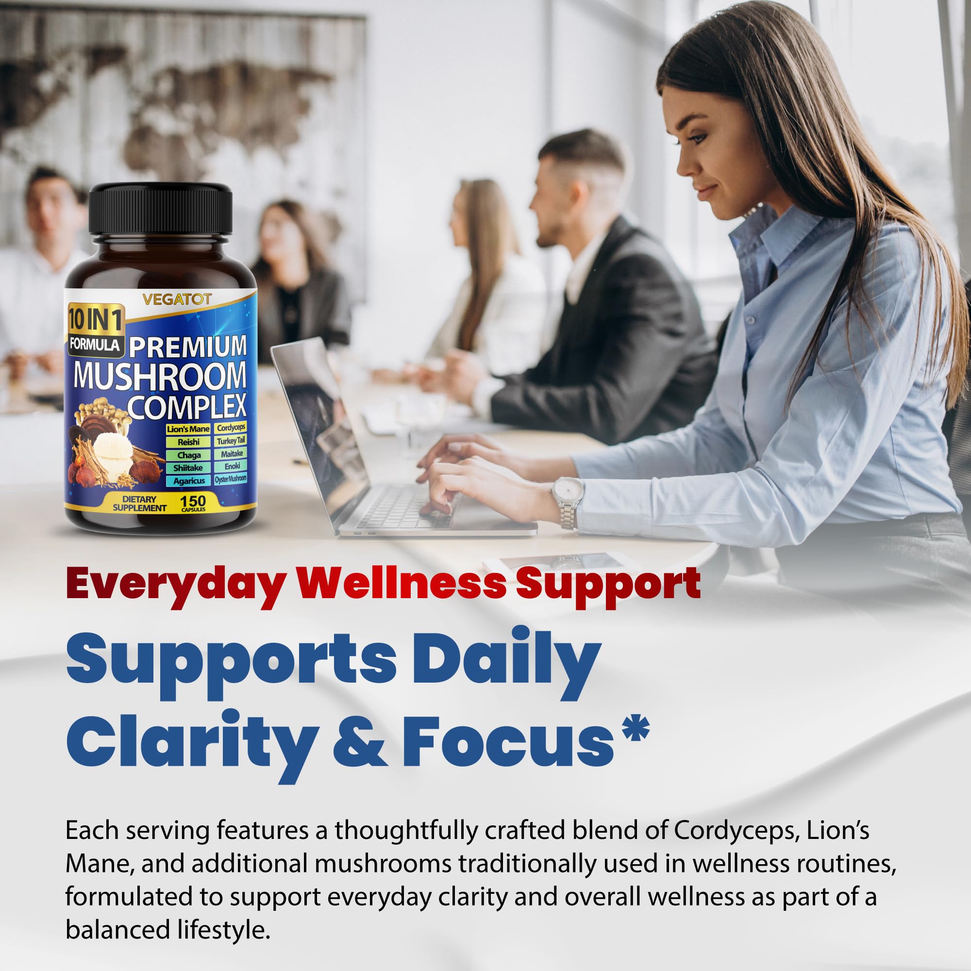10 in 1 High Strength Mushroom Supplement - Lions Mane, Cordyceps, Reishi - Brain Supplements for Memory and Focus ** 5-Month Supply