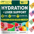 Venture Pal Hydration Packets + Liver Support- Liquid Daily IV Electrolyte Powder Packets with 7 Electrolytes & 5 Vitamins, Milk Thistle + L-Theanine | Sugar-Free