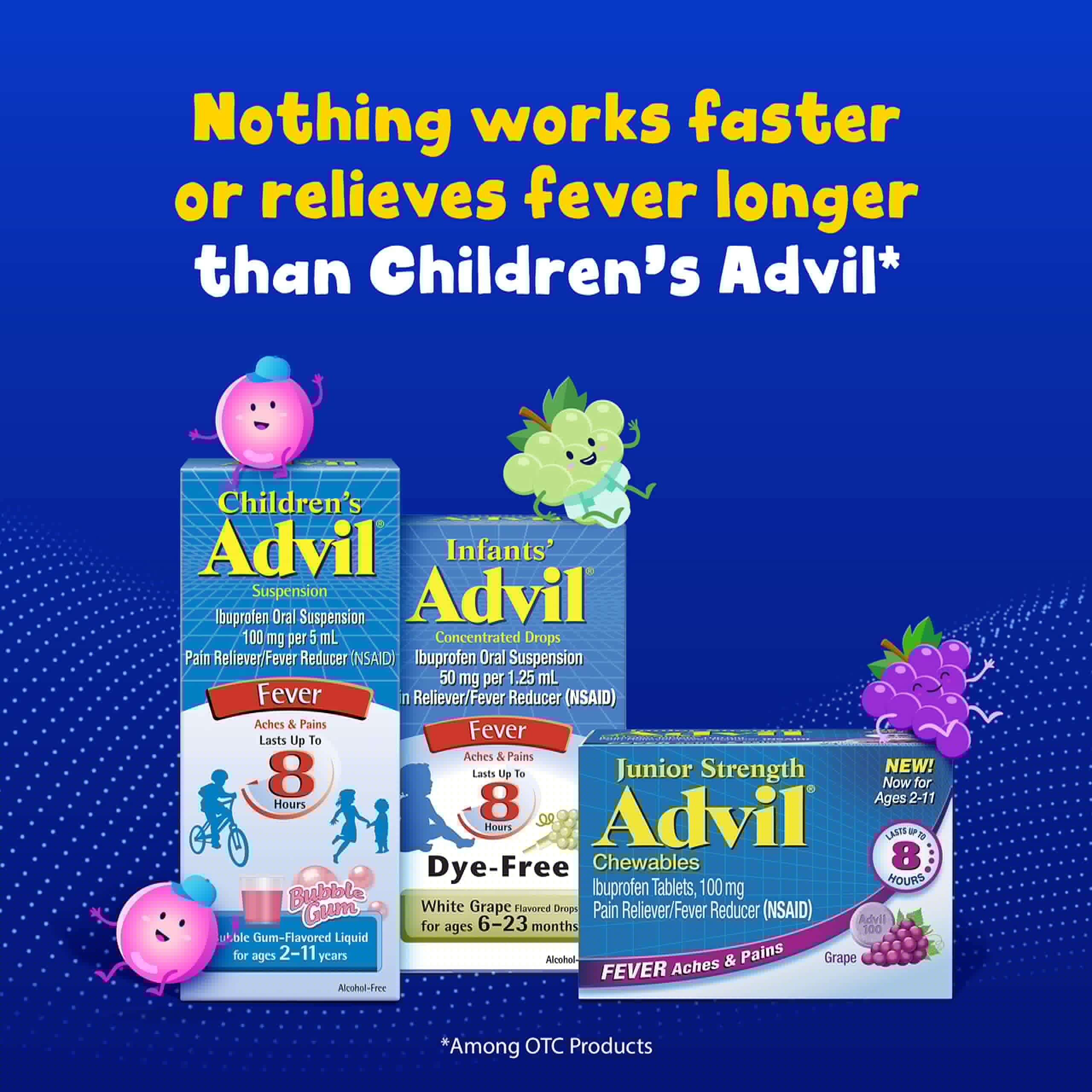 Advil Junior Strength Chewable Ibuprofen Pain Reliever and Fever Reducer, Children's Ibuprofen for Pain Relief, Grape - 24 Tablets AdvilBuy Supplements Australia