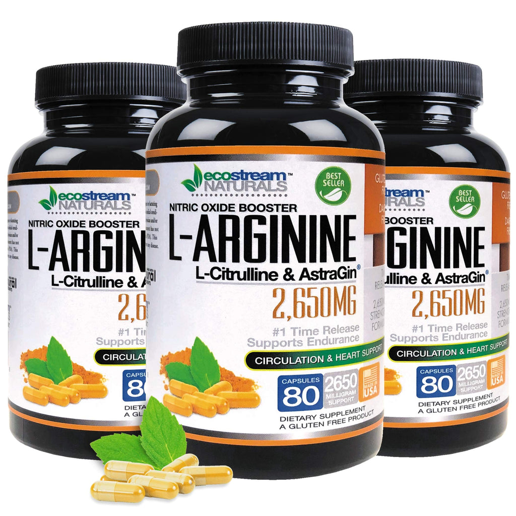 ecostream Naturals MAX 2650mg Nitric Oxide Booster L-Arginine - L-Citruline and Astragin - Time Release 2650 MAX Formula ecostream Naturals buy supplements Au