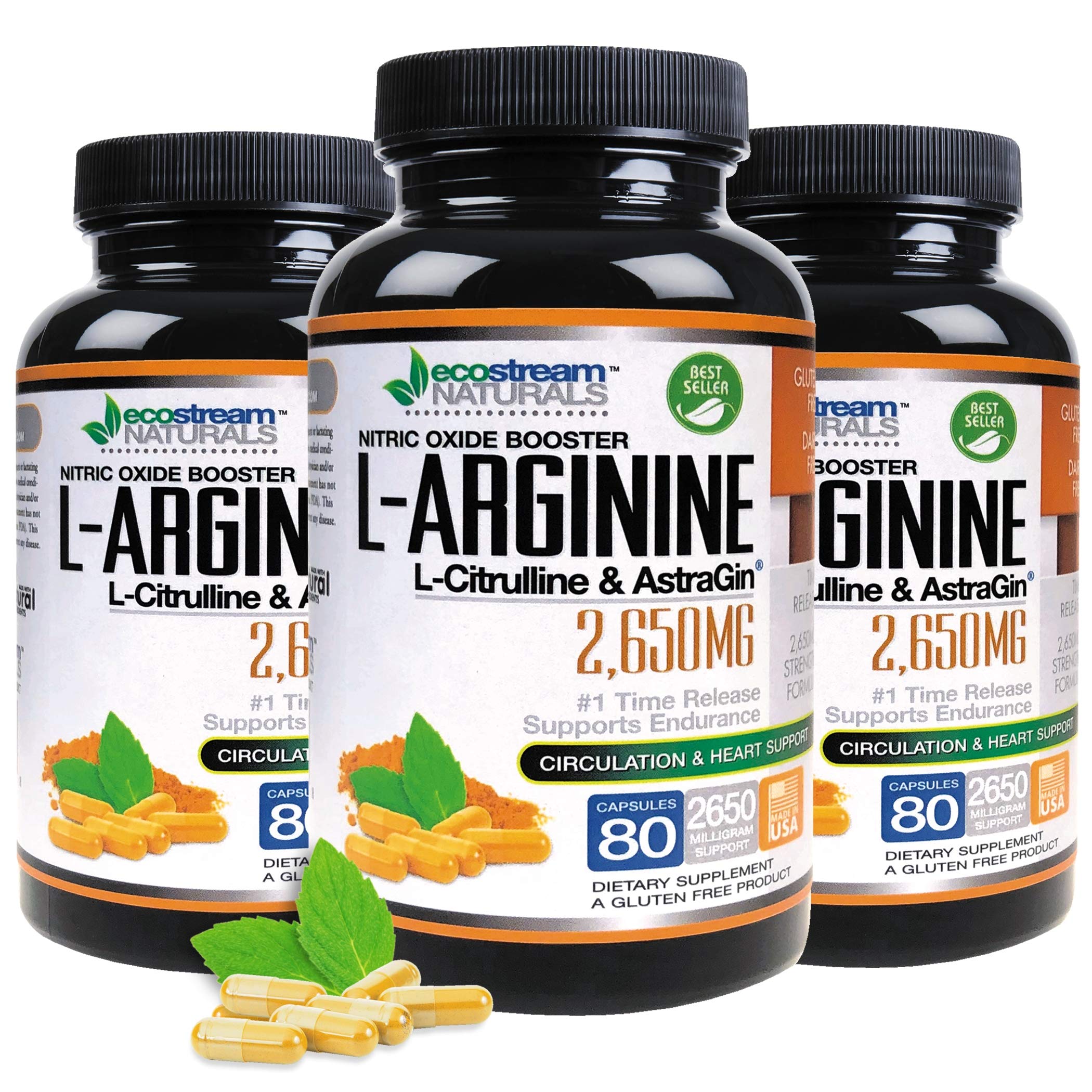 ecostream Naturals MAX 2650mg Nitric Oxide Booster L-Arginine - L-Citruline and Astragin - Time Release 2650 MAX Formula ecostream Naturals buy supplements Au