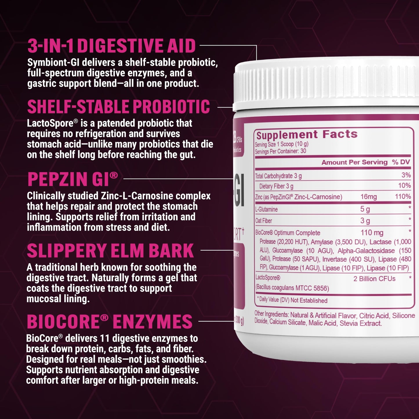 PEScience Complete-GI Gut Health Powder, Probiotics for Women and Men, Digestive Enzymes, Prebiotic Fiber, L-Glutamine